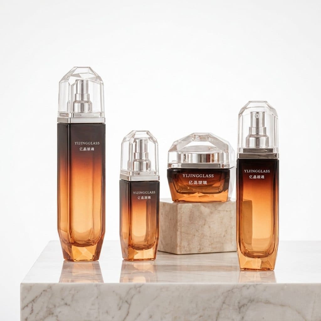 Gradient-coated glass bottle series by Yijing Glass