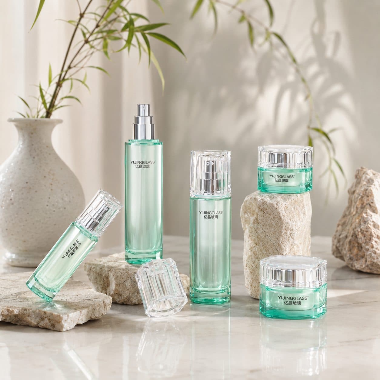 Labeling — decorated cosmetic glass example